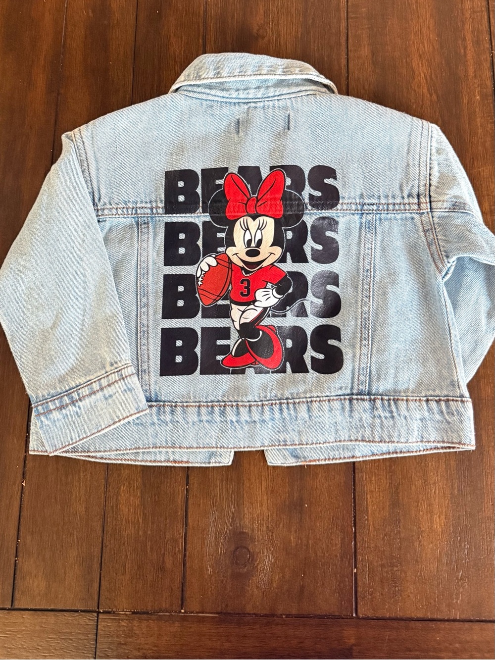 Toddler Minnie Mouse Light Blue Denim Jacket with Chicago Bears Logo